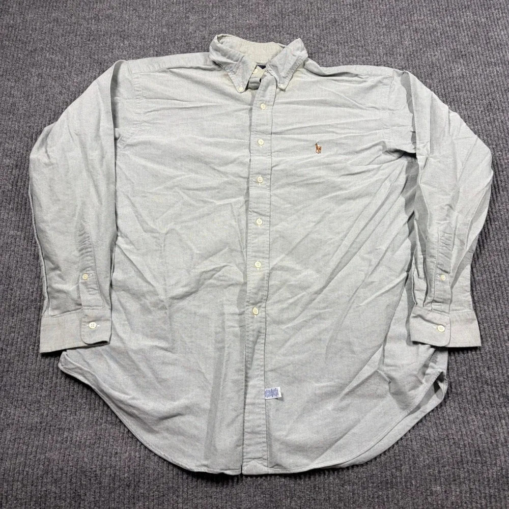 Polo Ralph Lauren Shirt Mens 34 16.5 Yarmouth Gray Oxford Button Down Cotton